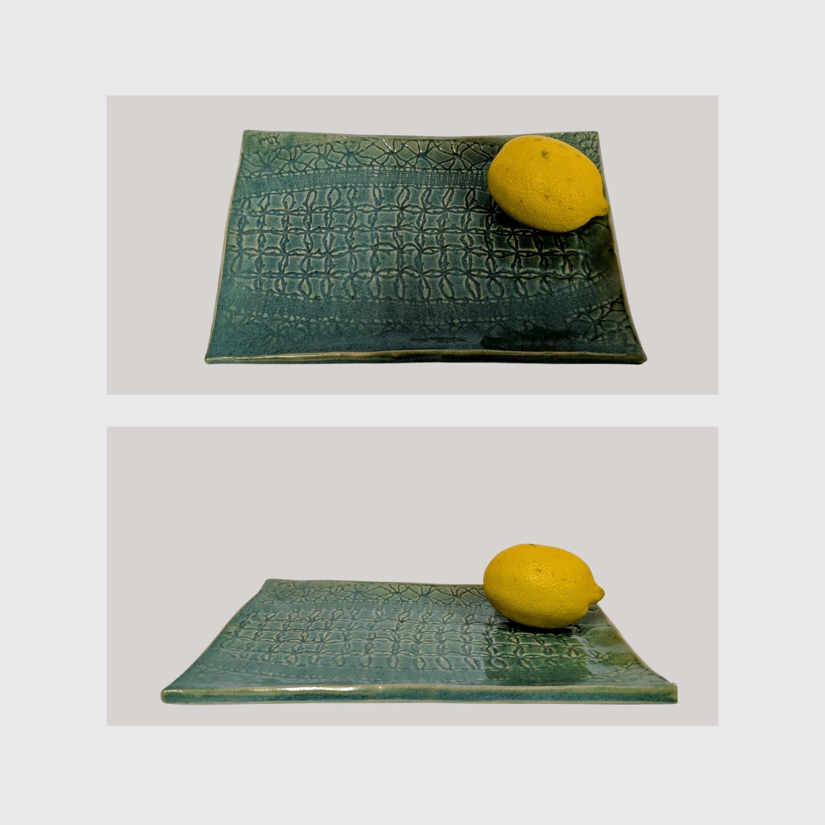 Platte Seladon gemustert